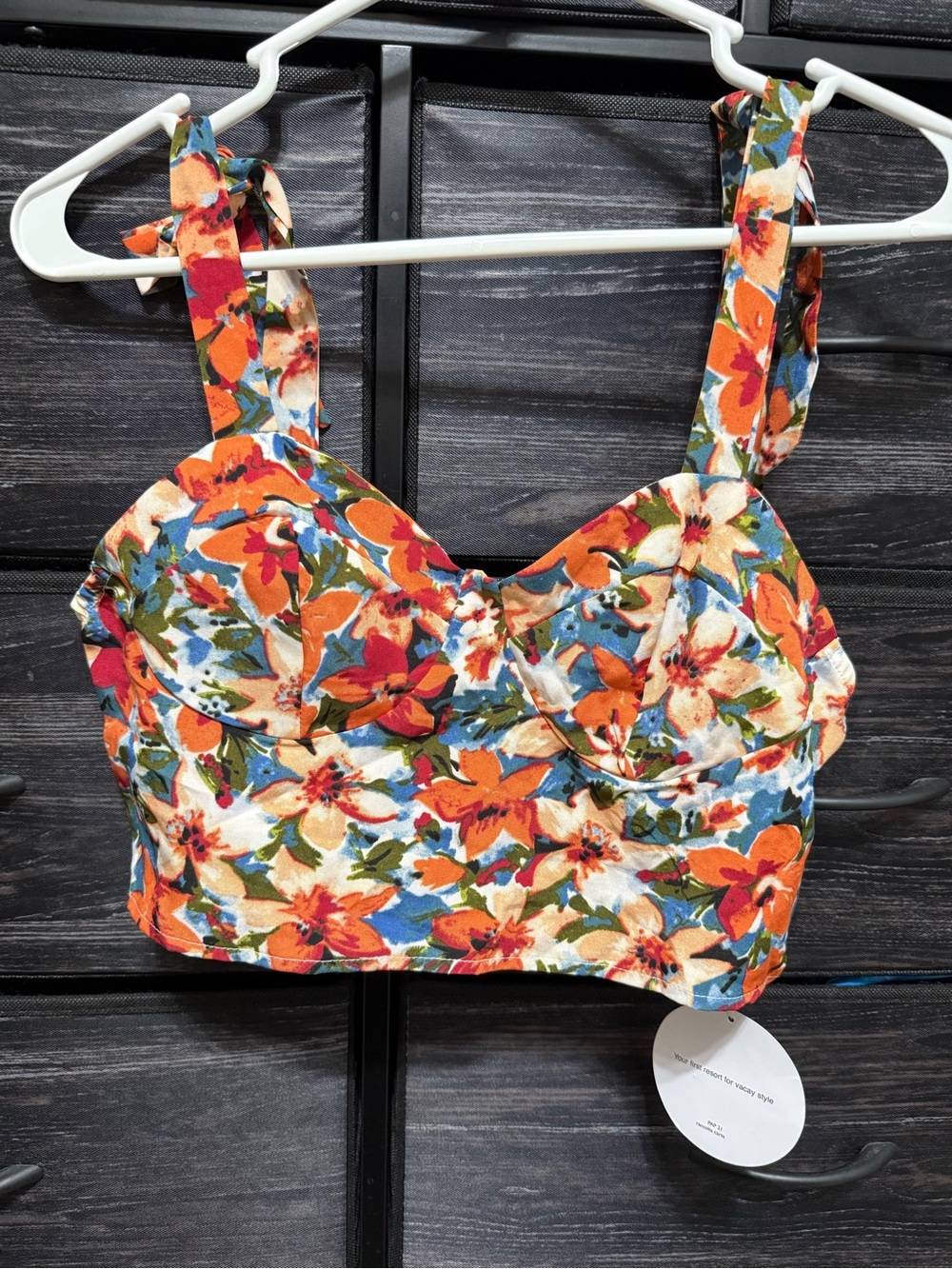 SHEIN Multicolor Floral Smocked Bustier Top